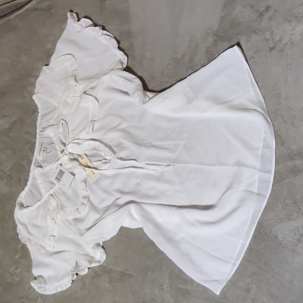 NWT Max Studio Ruffle Tie Neck Blouse